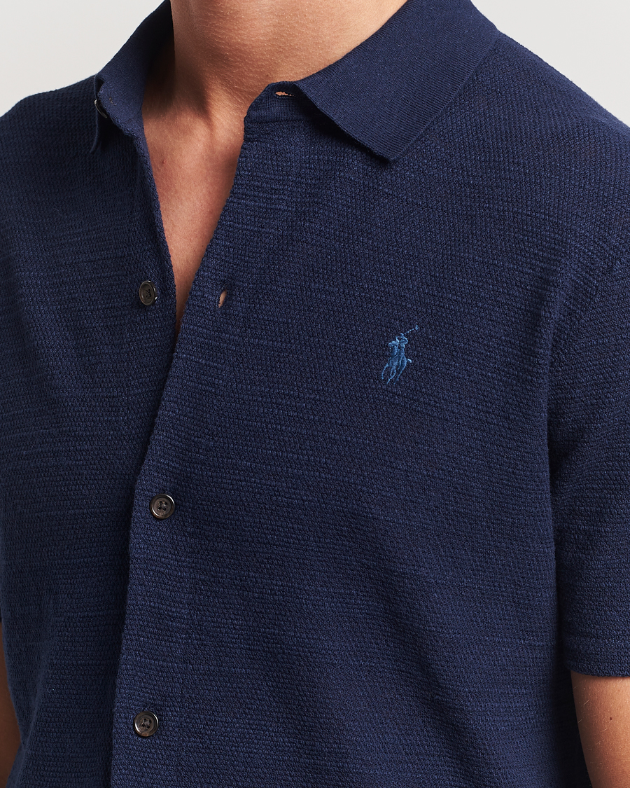 Herre | Skjorter | Polo Ralph Lauren | Textured Knitted Short Sleeve Shirt Bright Navy