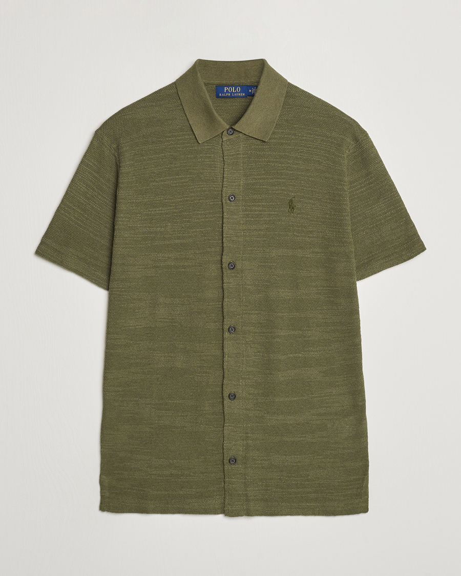 Herre | Skjorter | Polo Ralph Lauren | Textured Knitted Short Sleeve Shirt Thermal Green