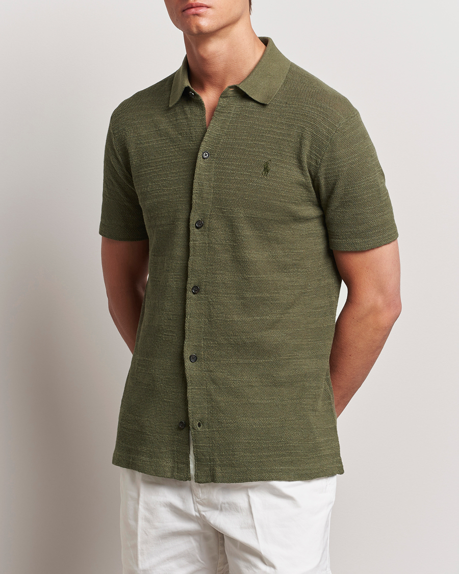 Herre | Skjorter | Polo Ralph Lauren | Textured Knitted Short Sleeve Shirt Thermal Green