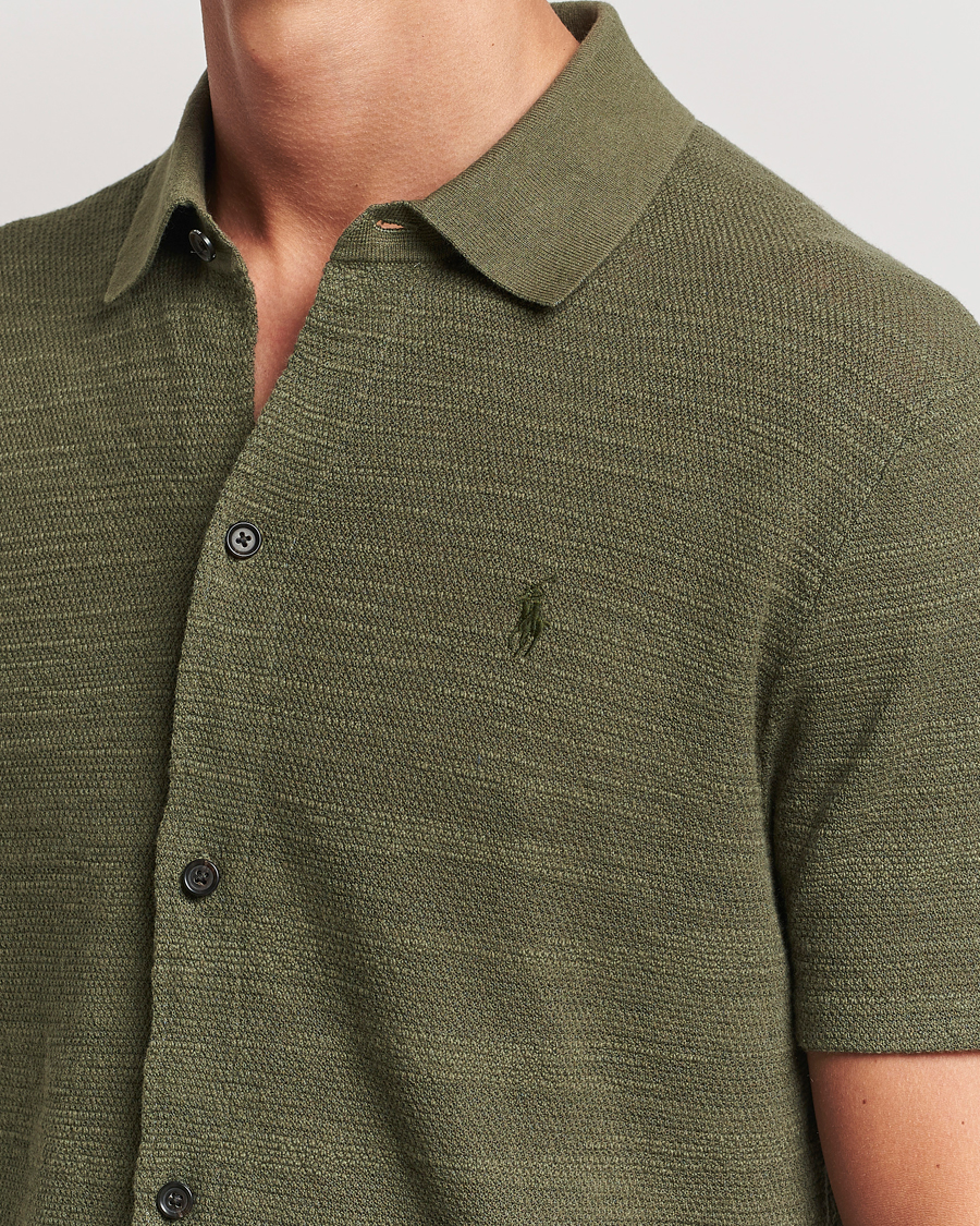 Herre | Skjorter | Polo Ralph Lauren | Textured Knitted Short Sleeve Shirt Thermal Green