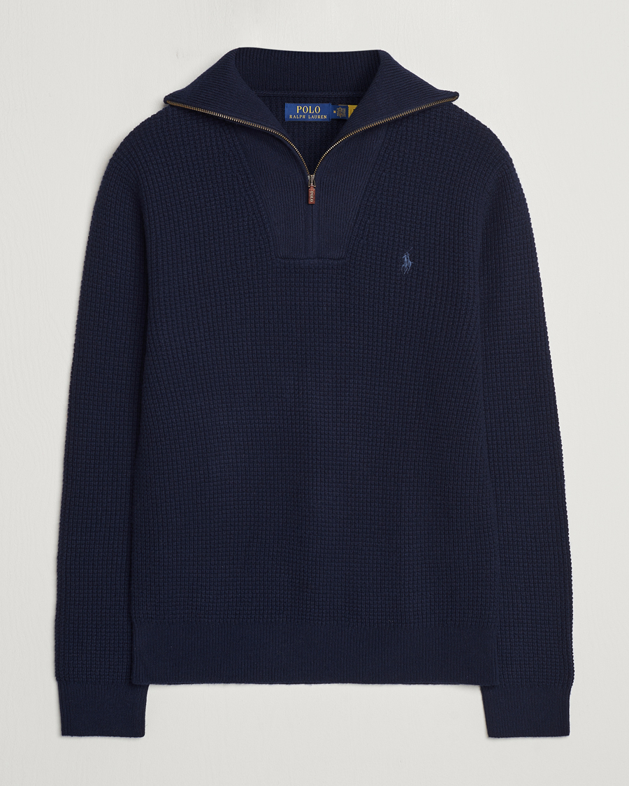 Herre | Gensere | Polo Ralph Lauren | Cotton/Wool Knitted Half Zip Hunter Navy
