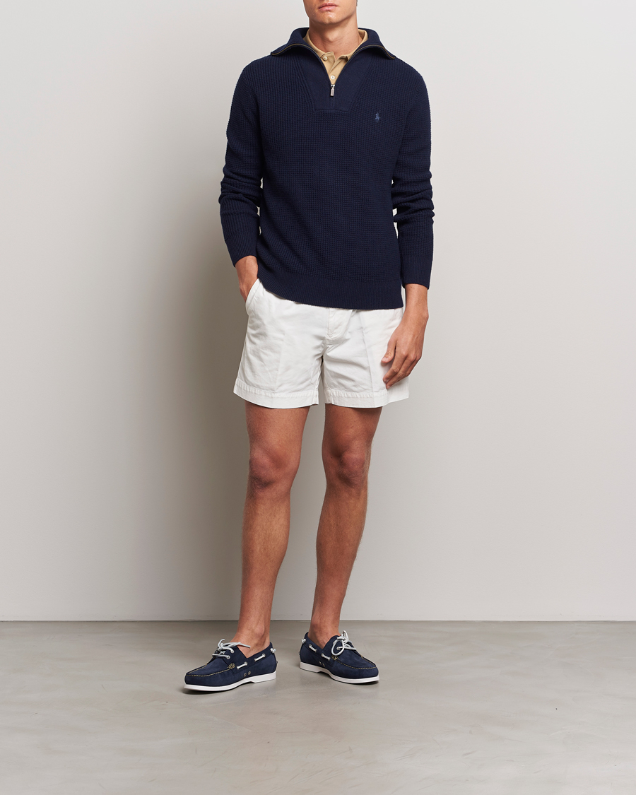 Herre | Gensere | Polo Ralph Lauren | Cotton/Wool Knitted Half Zip Hunter Navy