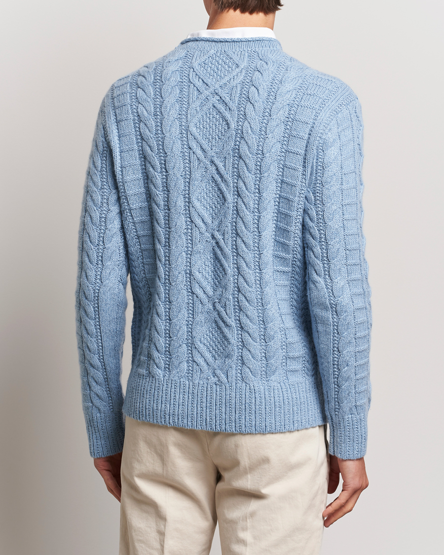 Herre | Gensere | Polo Ralph Lauren | Cotton Aran Knitted Sweater Light Chambray Heather