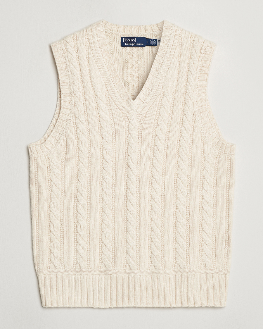 Herre | Gensere | Polo Ralph Lauren | Cotton Aran Knitted Vest Cream