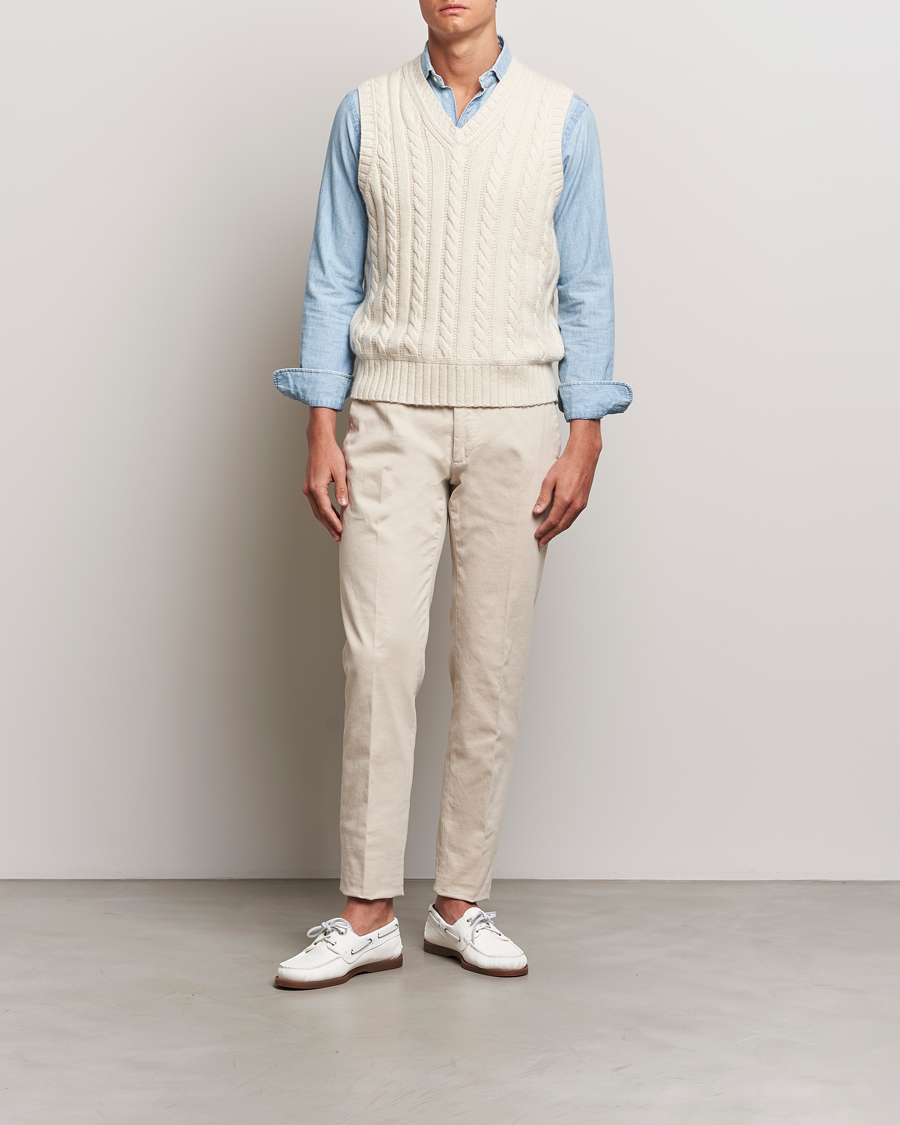 Herre | Gensere | Polo Ralph Lauren | Cotton Aran Knitted Vest Cream
