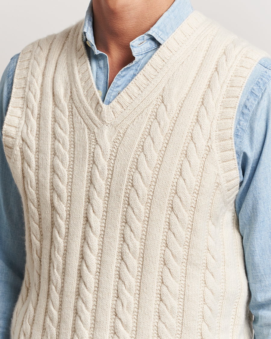 Herre | Gensere | Polo Ralph Lauren | Cotton Aran Knitted Vest Cream