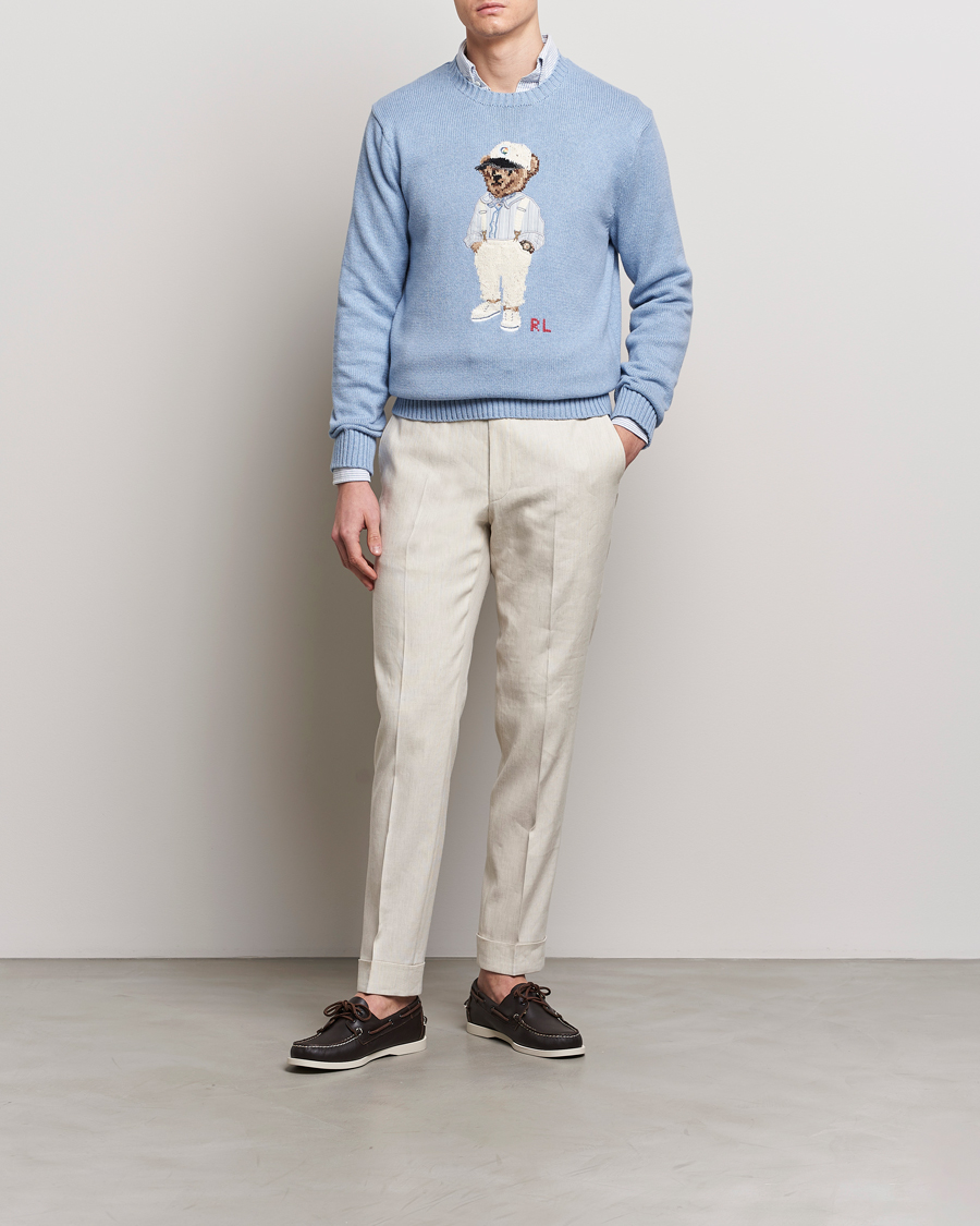 Herre | Gensere | Polo Ralph Lauren | Knitted Hemingway Bear Sweater Driftwood Blue
