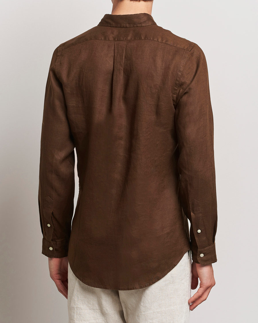 Herre | Skjorter | Polo Ralph Lauren | Slim Fit Linen Button Down Shirt Chocolate Mousse