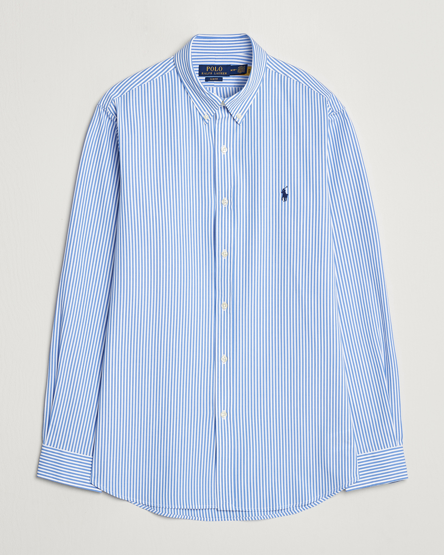 Herre | Skjorter | Polo Ralph Lauren | Slim Fit Striped Poplin Shirt Light Blue/White
