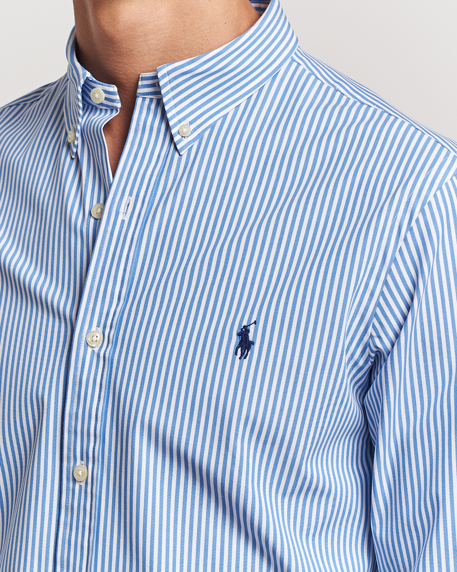 Herre | Skjorter | Polo Ralph Lauren | Slim Fit Striped Poplin Shirt Light Blue/White