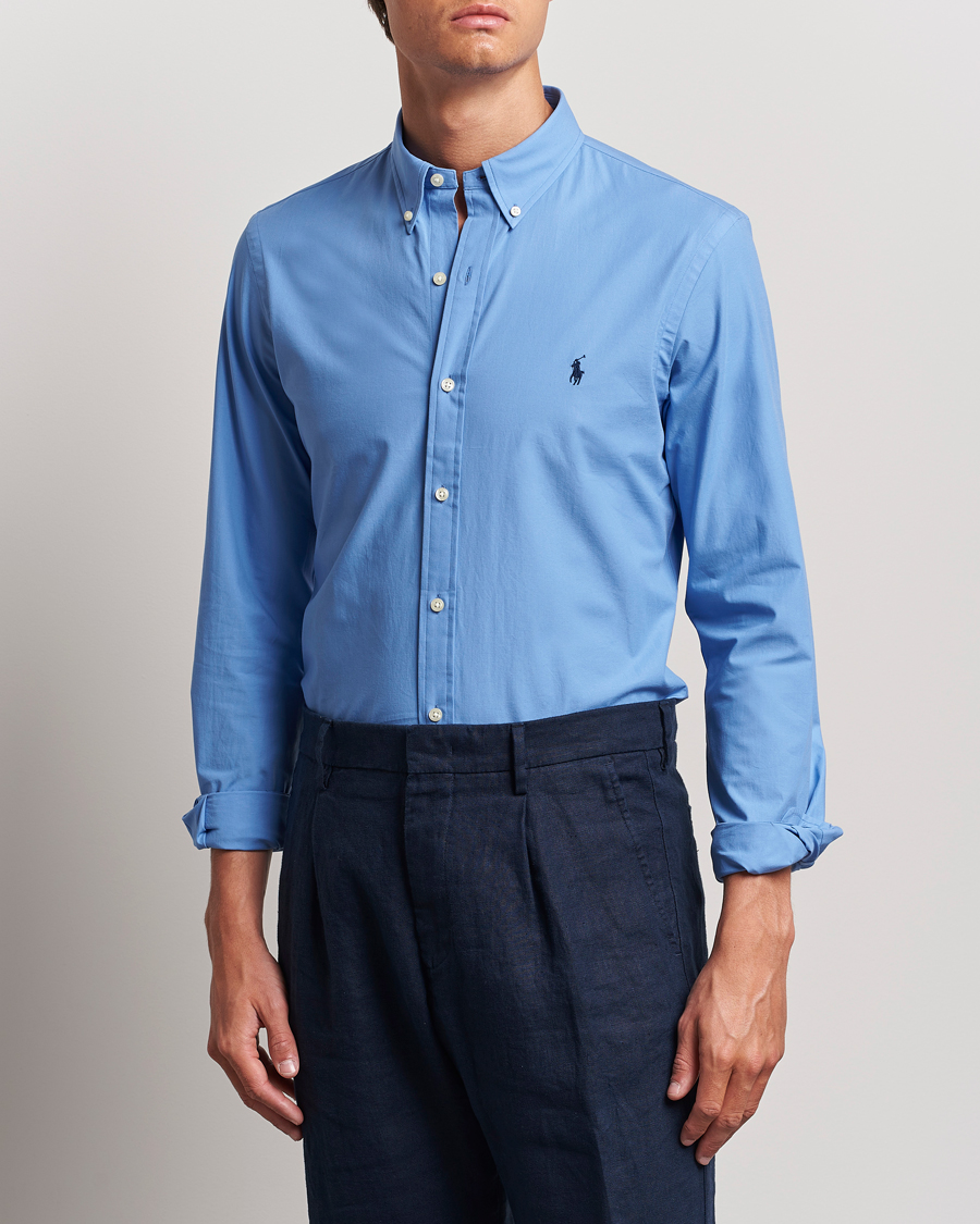 Herre |  | Polo Ralph Lauren | Slim Fit Poplin Shirt Harbor Island Blue
