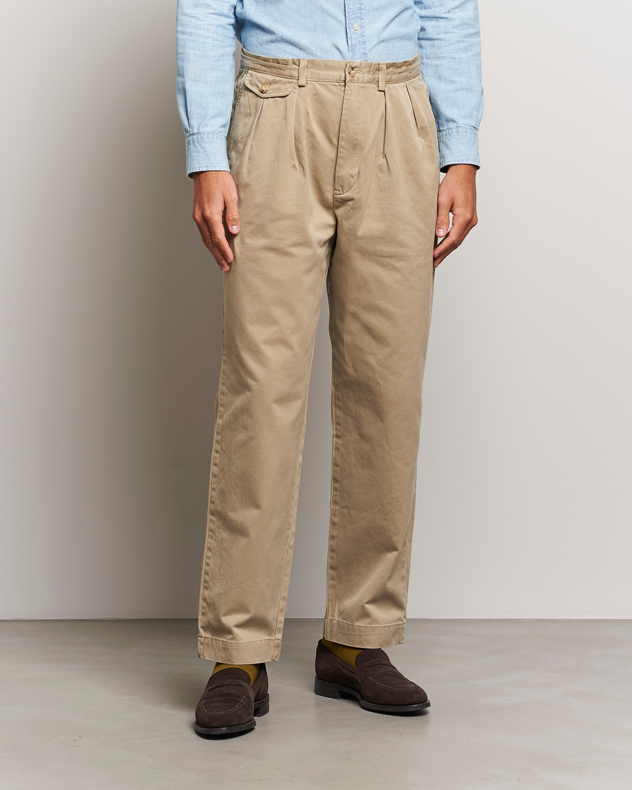 Herre | Bukser | Polo Ralph Lauren | Rustic Twill Pleated Worker Trousers RL Khaki