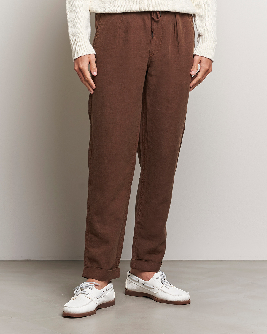 Herre | Linbukser | Polo Ralph Lauren | Prepster Linen Trousers Chocolate Mousse