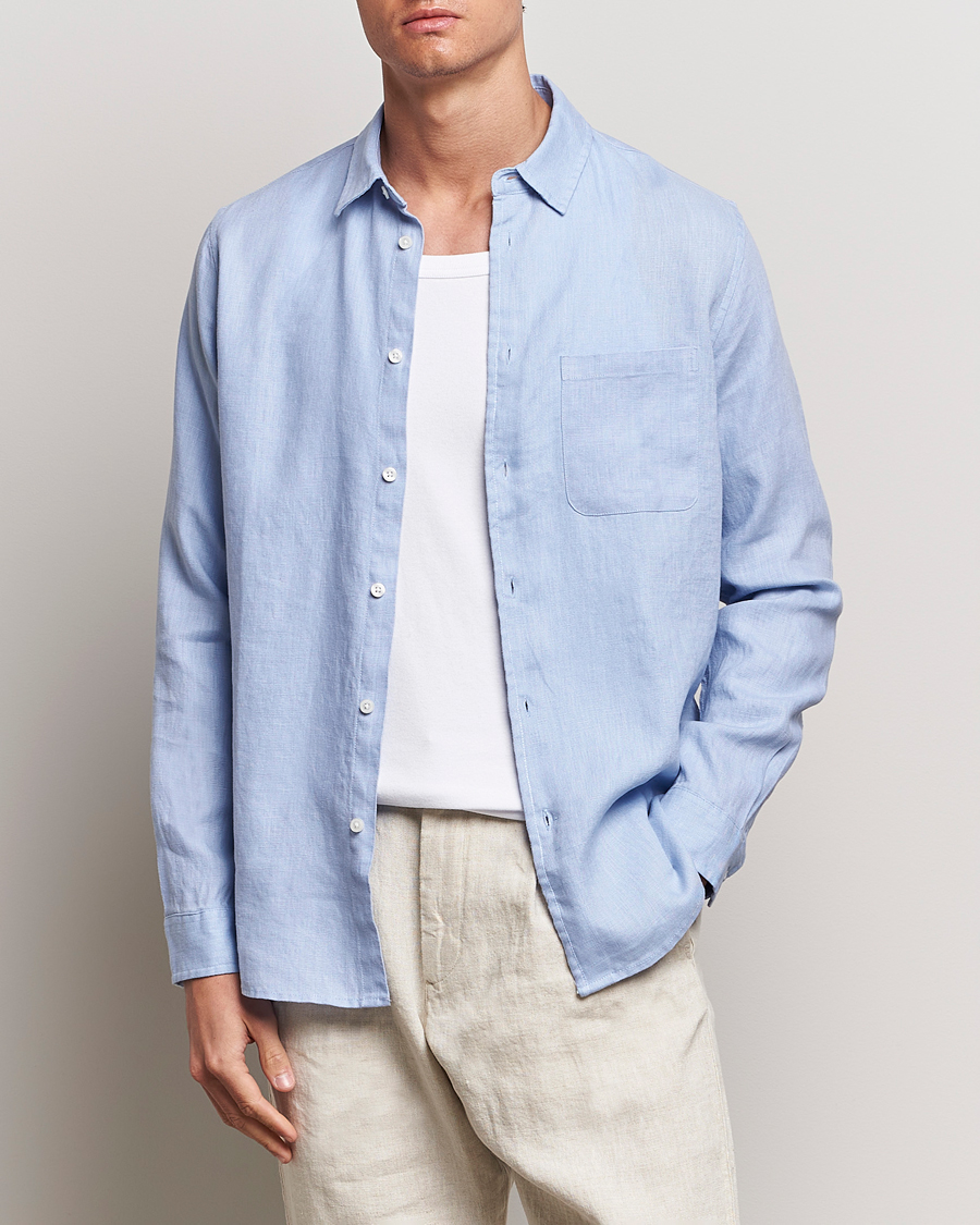 Herre | Nytt i butikken | Samsøe Samsøe | Liam Linen Shirt Brunnera Blue