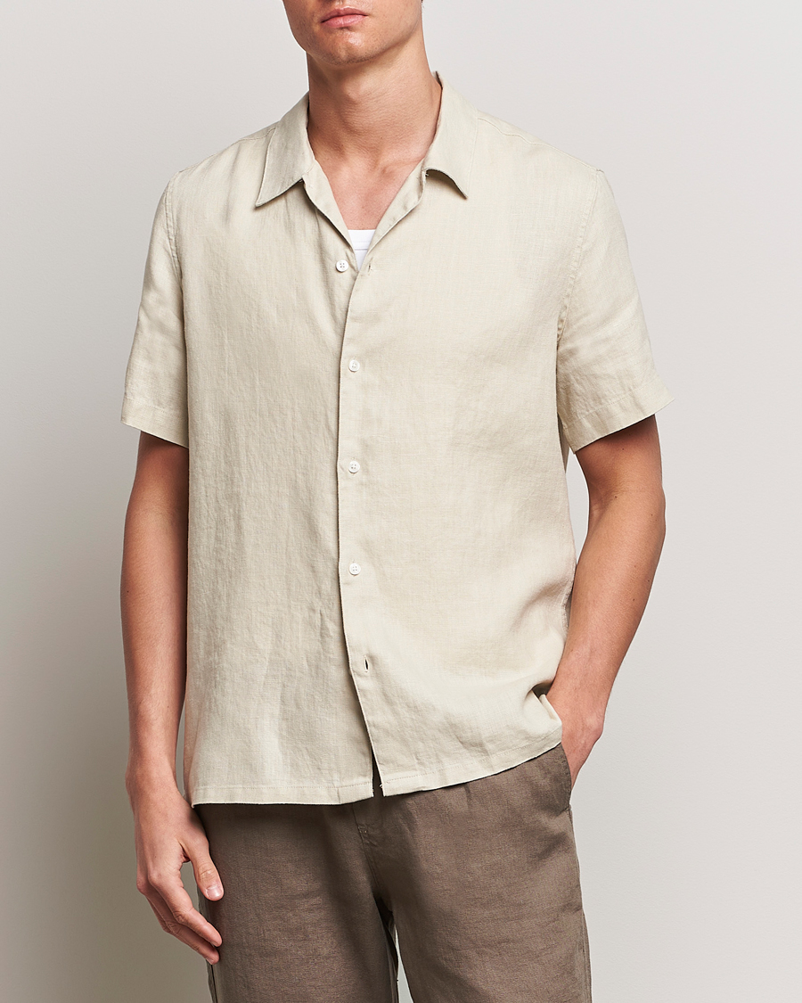 Herre | Kortermede skjorter | Samsøe Samsøe | Saavan Linen Short Sleeve Shirt Castle Wall