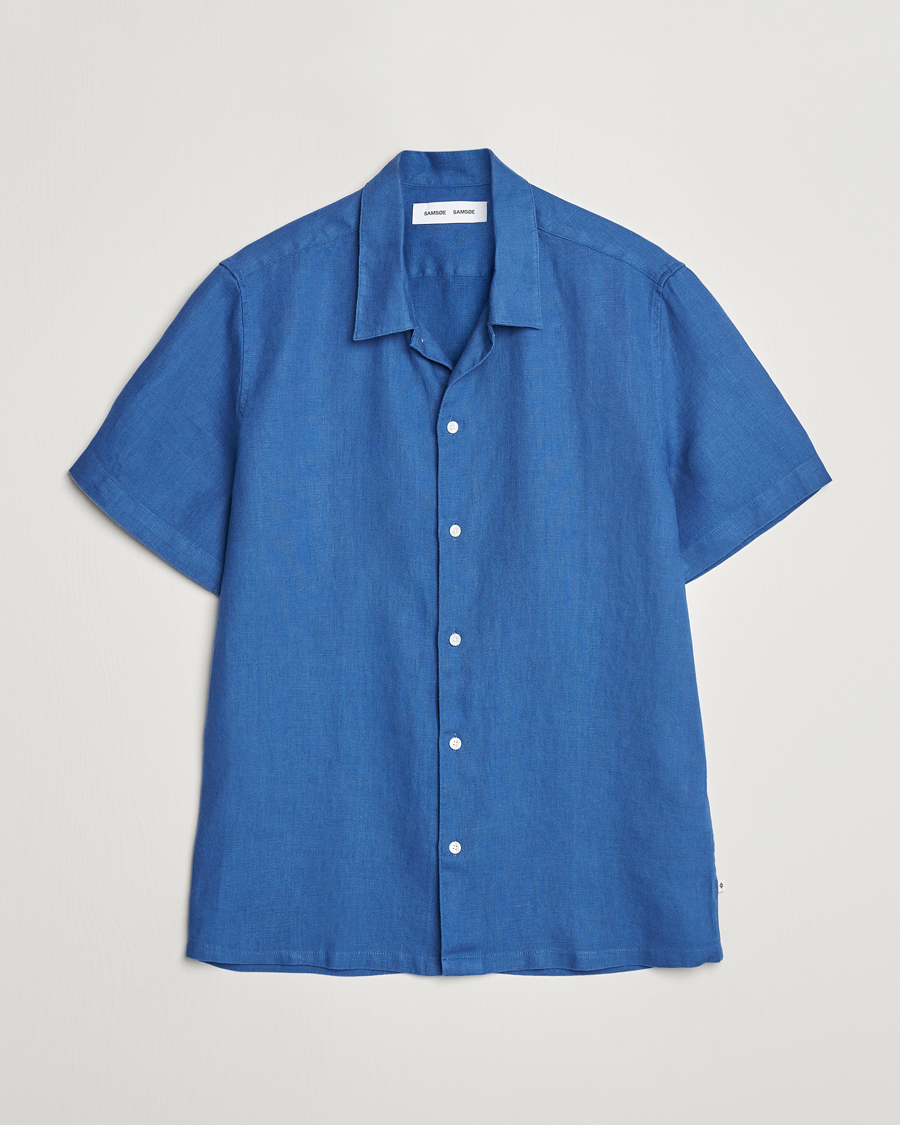 Herre | Skjorter | Samsøe Samsøe | Saavan Linen Short Sleeve Shirt Déja Vu Blue