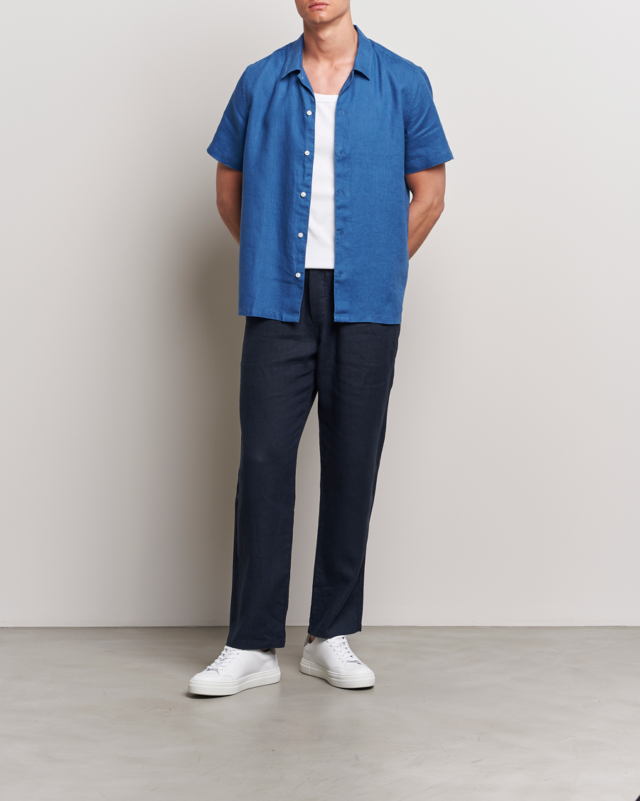 Herre | Skjorter | Samsøe Samsøe | Saavan Linen Short Sleeve Shirt Déja Vu Blue