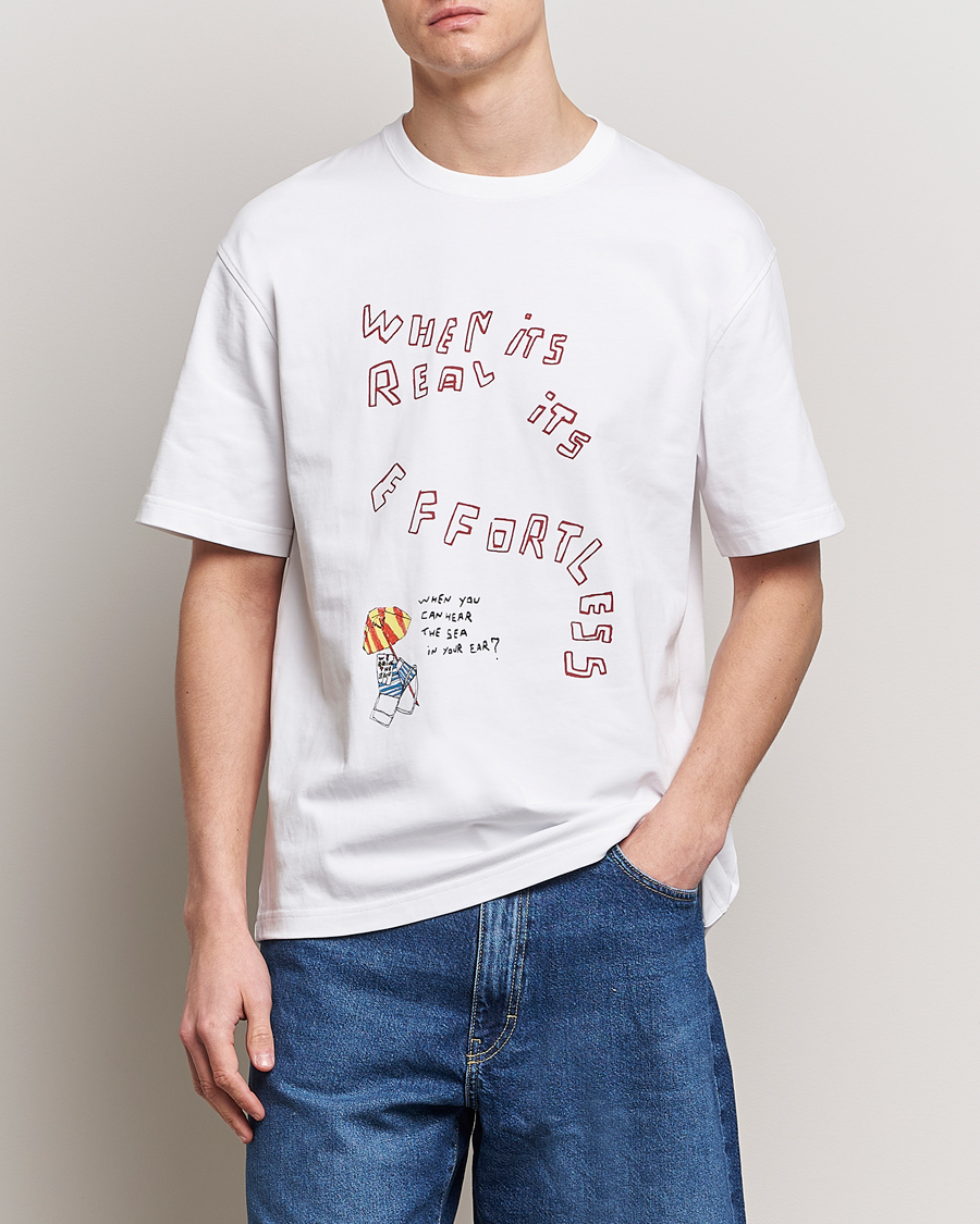 Herre | Kortermede t-shirts | Samsøe Samsøe | Sagiotto Printed Crew Neck T-Shirt White Effortless