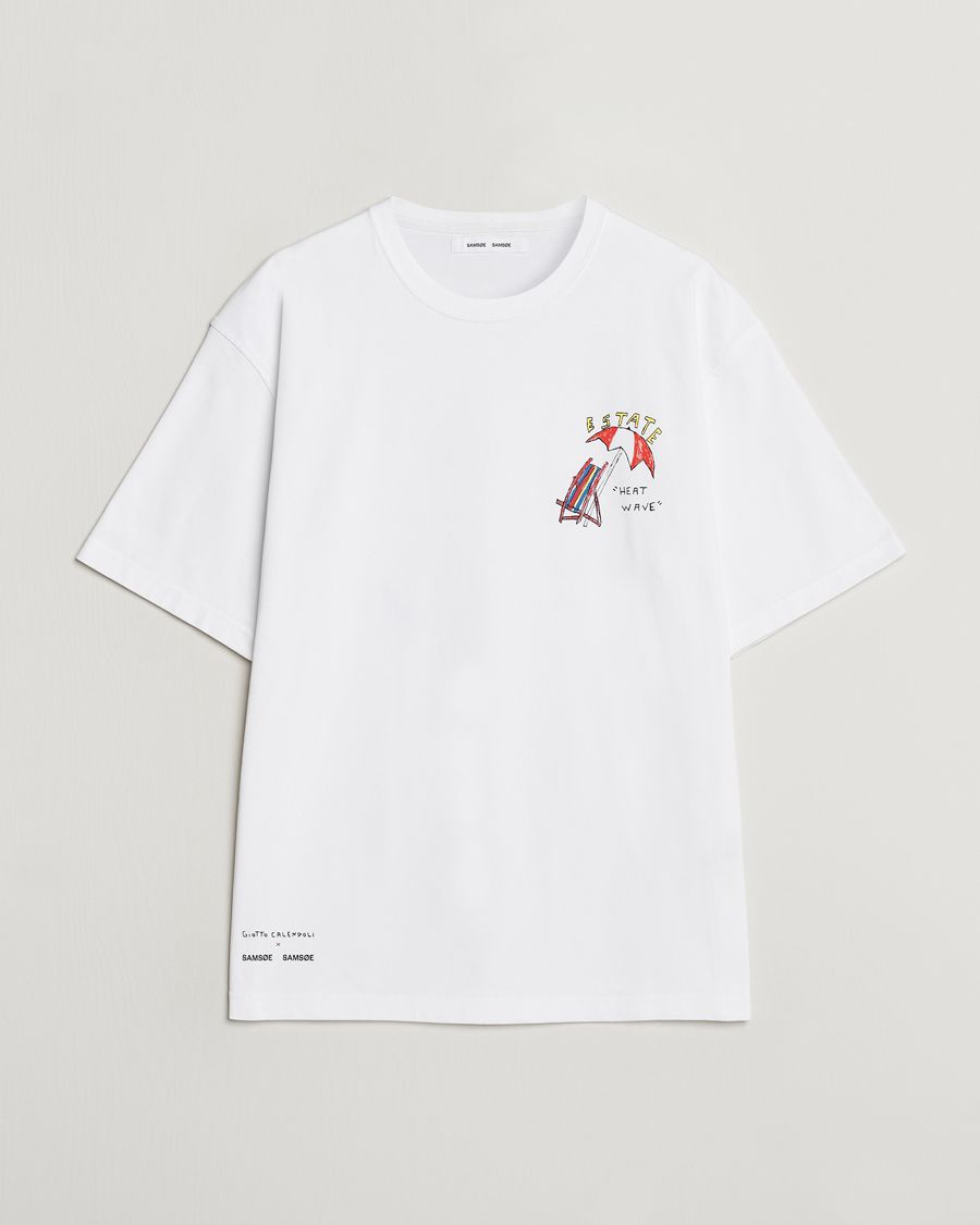 Herre | T-Shirts | Samsøe Samsøe | Sagiotto Printed Crew Neck T-Shirt White Estate