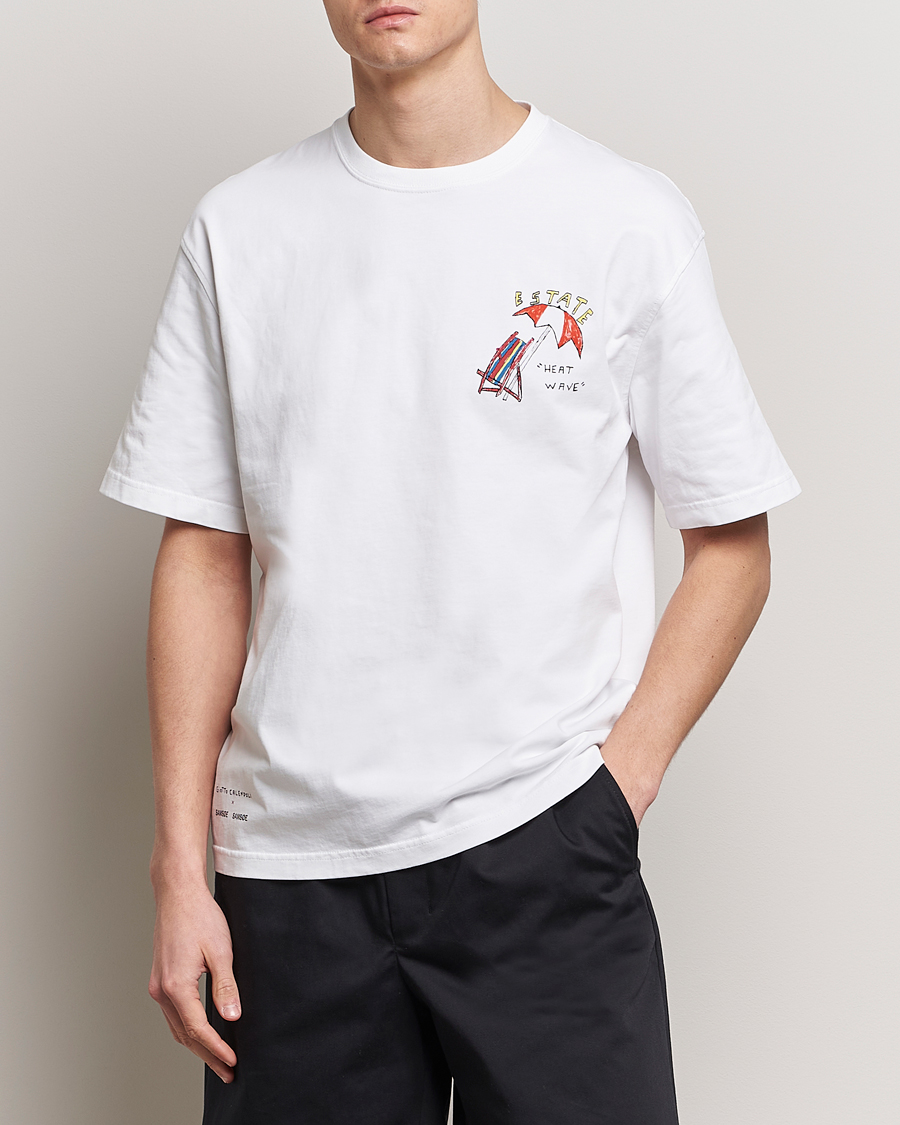 Herre | Kortermede t-shirts | Samsøe Samsøe | Sagiotto Printed Crew Neck T-Shirt White Estate