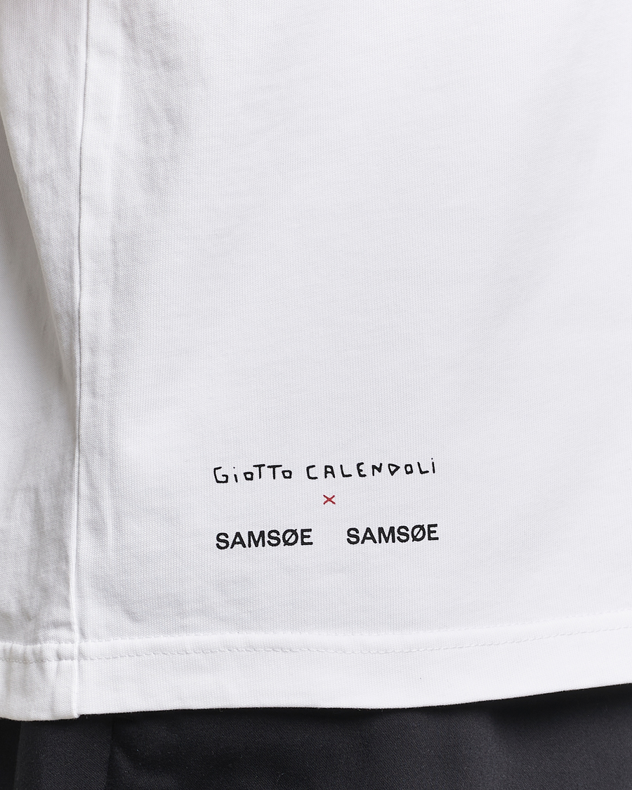 Herre | T-Shirts | Samsøe Samsøe | Sagiotto Printed Crew Neck T-Shirt White Estate