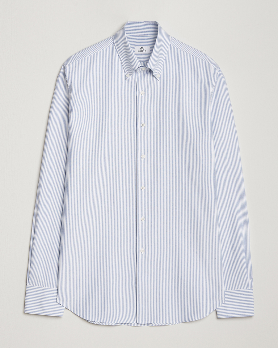 Herre | Skjorter | Grigio | Oxford Button Down Shirt Light Blue Stripe