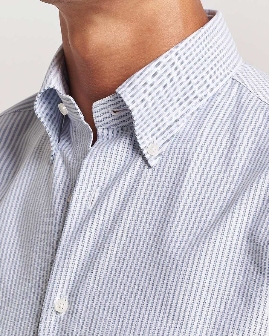 Herre | Skjorter | Grigio | Oxford Button Down Shirt Light Blue Stripe