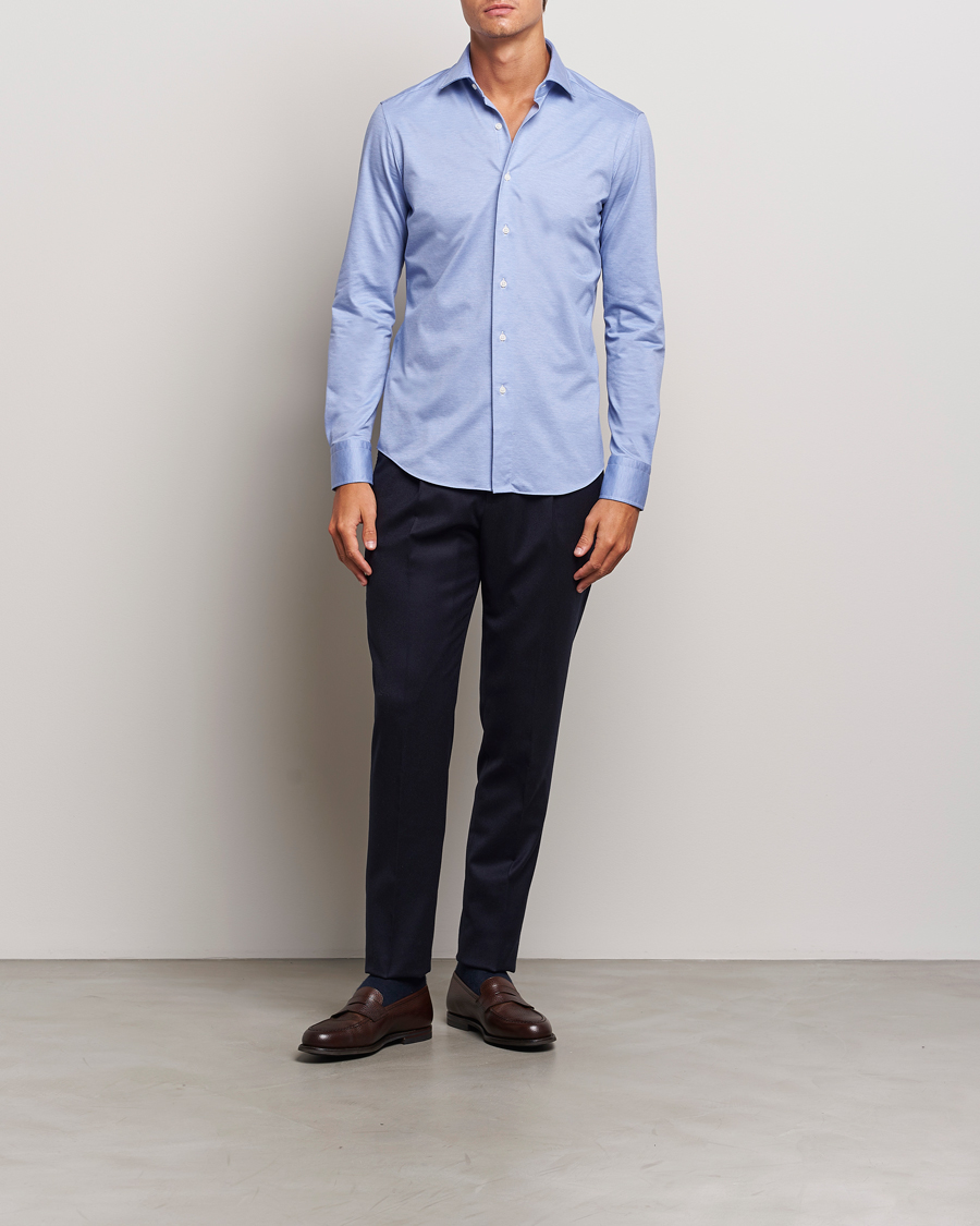 Herre | Skjorter | Grigio | Cotton Jersey Shirt Light Blue