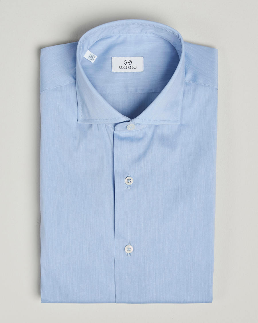 Herre | Skjorter | Grigio | Stretch Popeline Dress Shirt Light Blue
