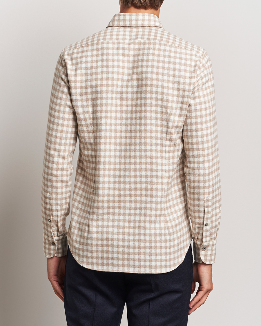 Herre | Skjorter | Grigio | Washed Flannel Shirt Beige Check