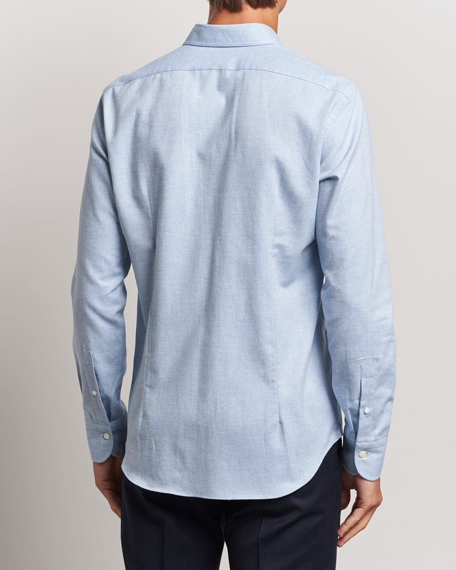 Herre | Skjorter | Grigio | Washed Flannel Shirt Light Blue