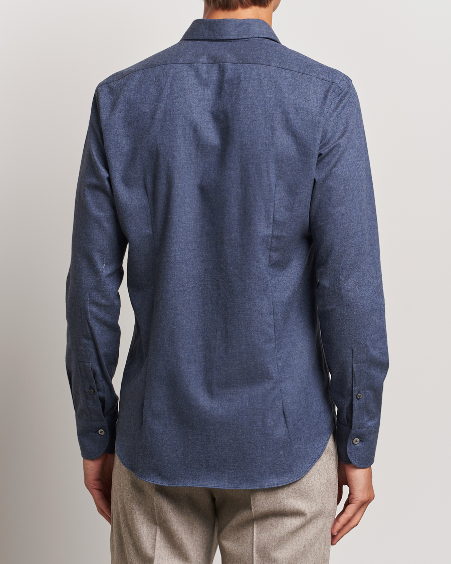 Herre | Skjorter | Grigio | Washed Flannel Shirt Navy