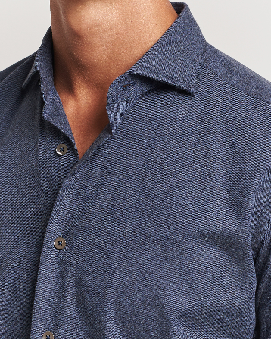 Herre | Skjorter | Grigio | Washed Flannel Shirt Navy