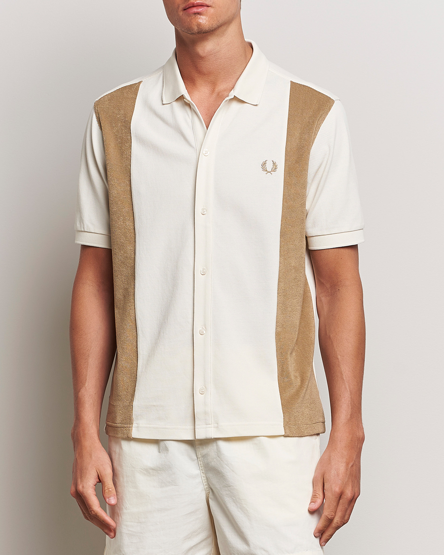 Herre | Fred Perry | Fred Perry | Towelling Panel Polo Short Sleeve Shirt Ecru