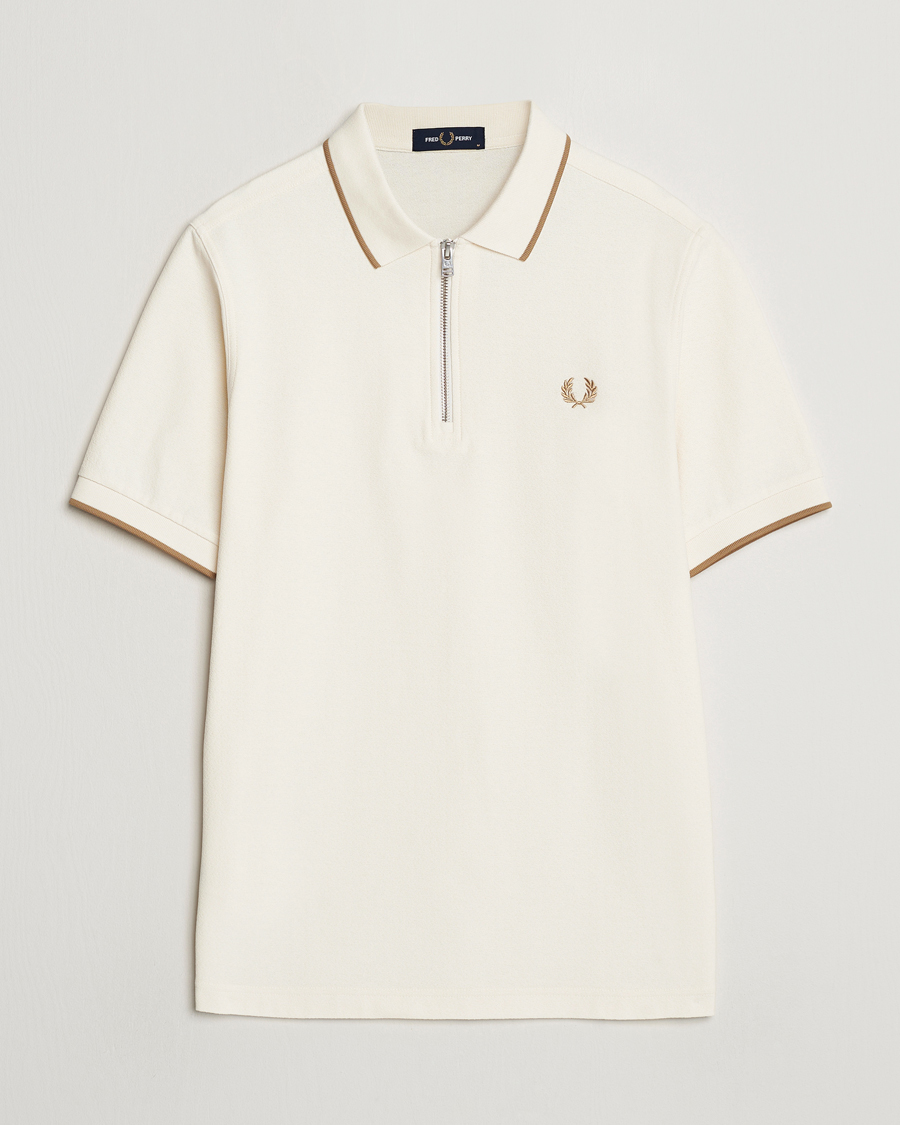 Herre | Nytt i butikken | Fred Perry | Crépe Half Zip Polo Ecru