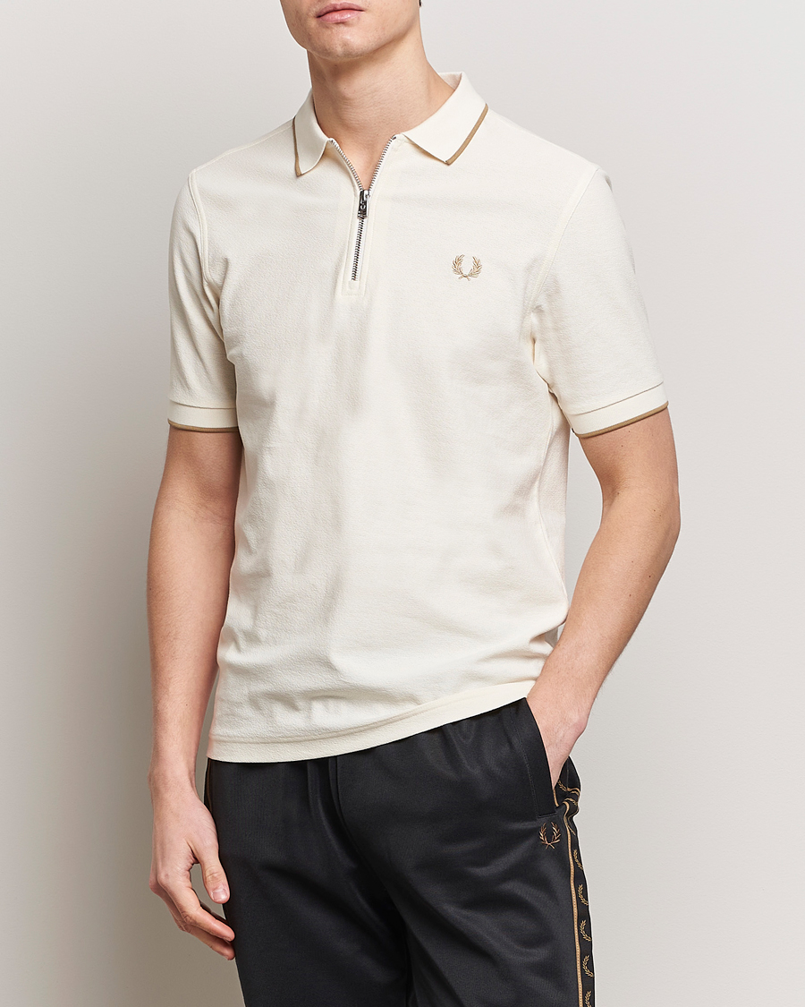 Herre | Avdelinger | Fred Perry | Crépe Half Zip Polo Ecru