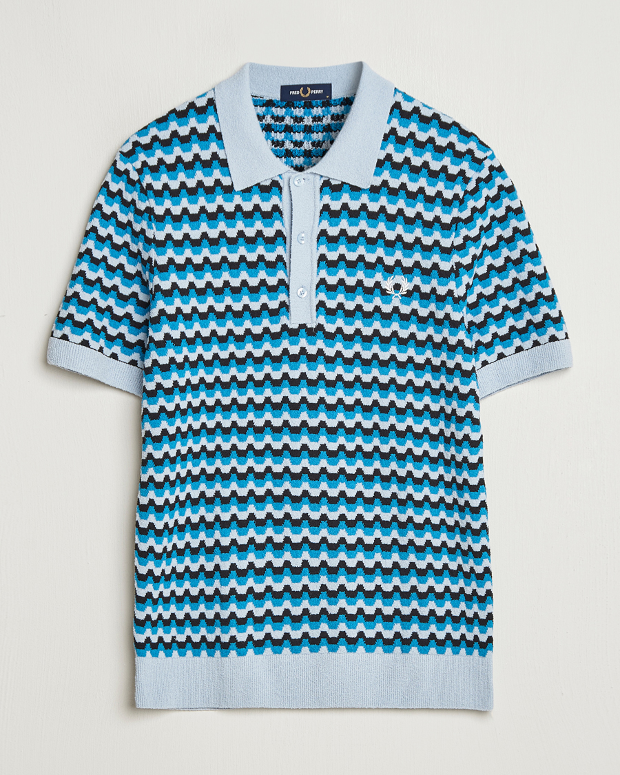 Herre | Pikéer | Fred Perry | Bouclé Jacquard Knitted Polo Light Smoke