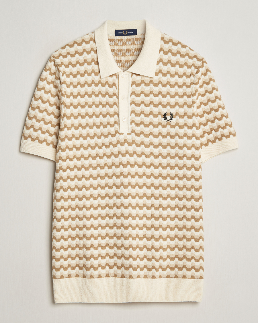Herre | Pikéer | Fred Perry | Bouclé Jacquard Knitted Polo Ecru