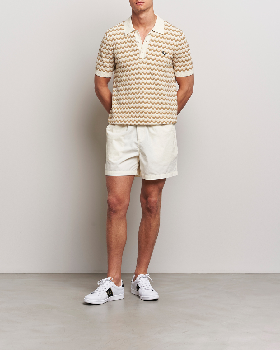 Herre | Pikéer | Fred Perry | Bouclé Jacquard Knitted Polo Ecru