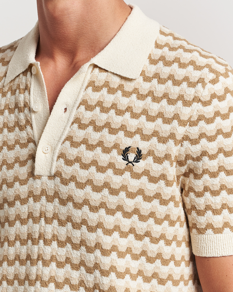 Herre | Pikéer | Fred Perry | Bouclé Jacquard Knitted Polo Ecru