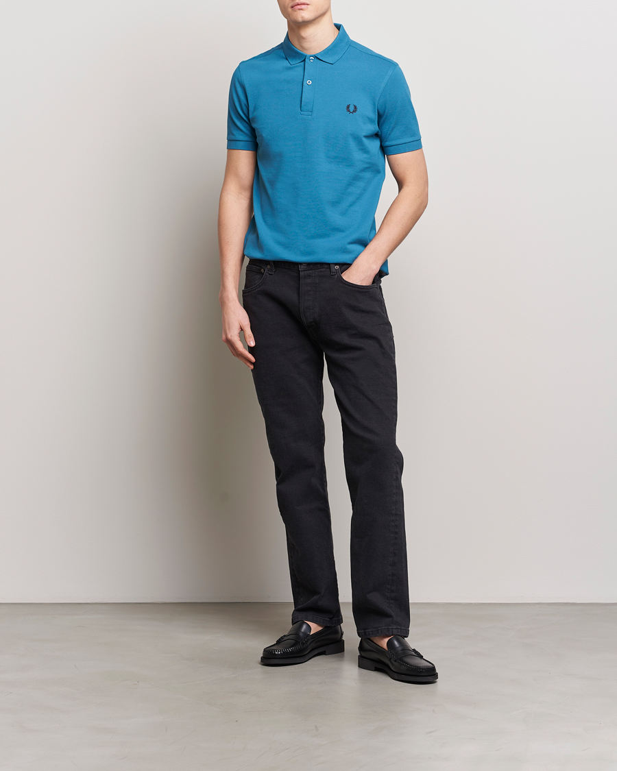 Herre | Pikéer | Fred Perry | Plain Polo Shirt Ocean Blue