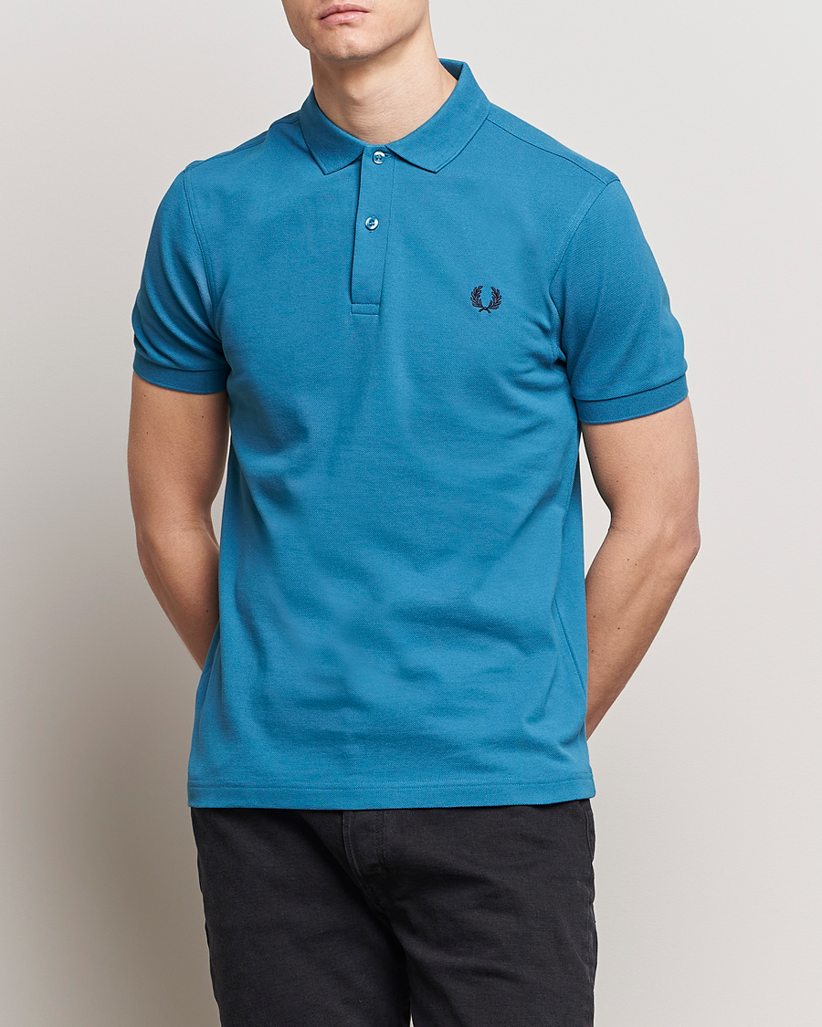 Herre | Pikéer | Fred Perry | Plain Polo Shirt Ocean Blue