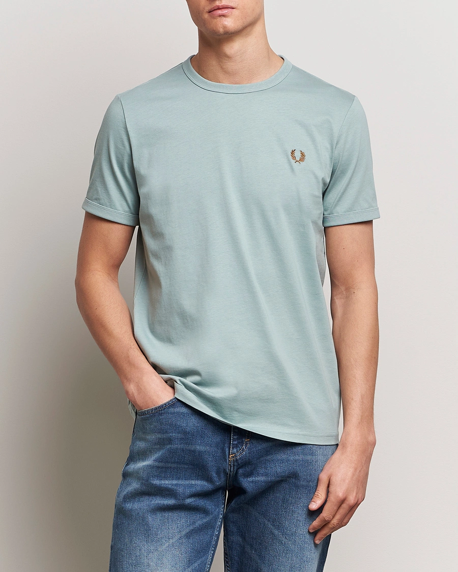Herre |  | Fred Perry | Ringer T-Shirt Silver Blue