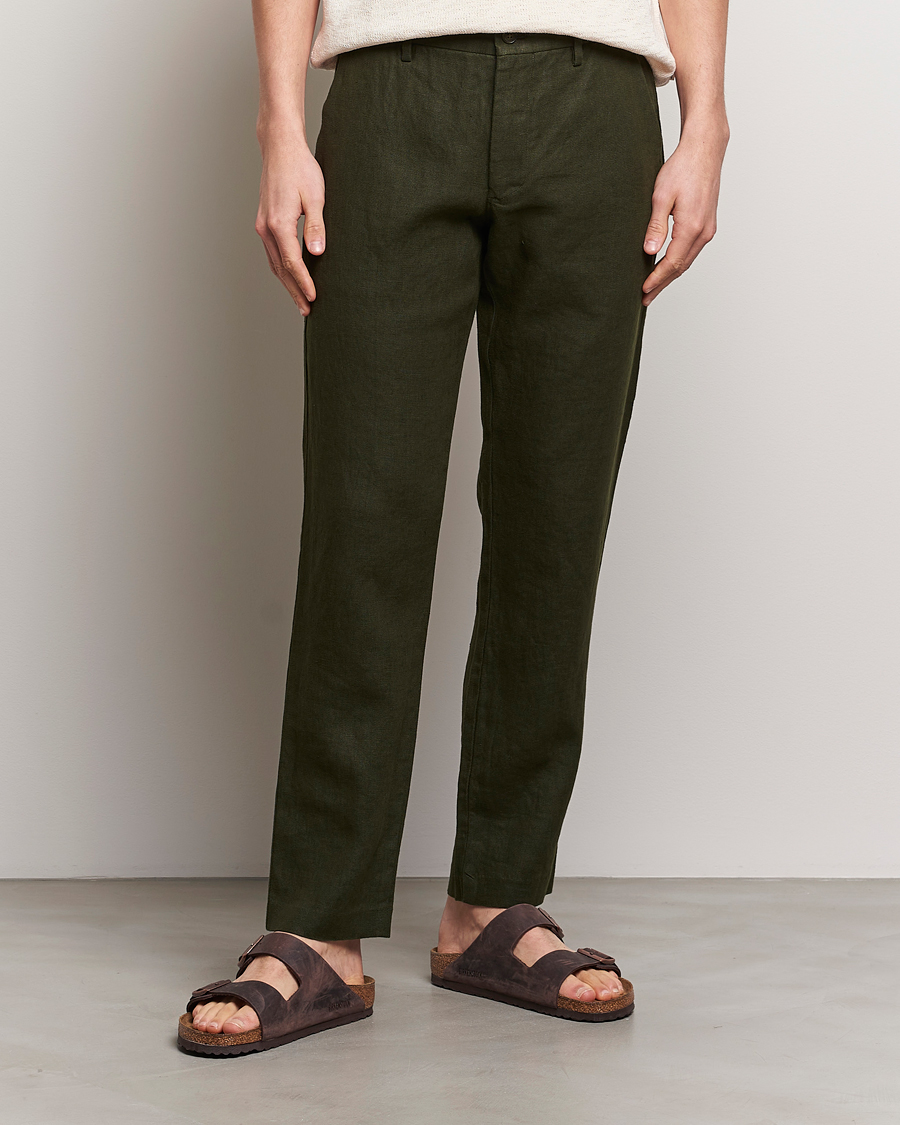 Herre | NN07 | NN07 | Theo Linen Trousers Rosin Green