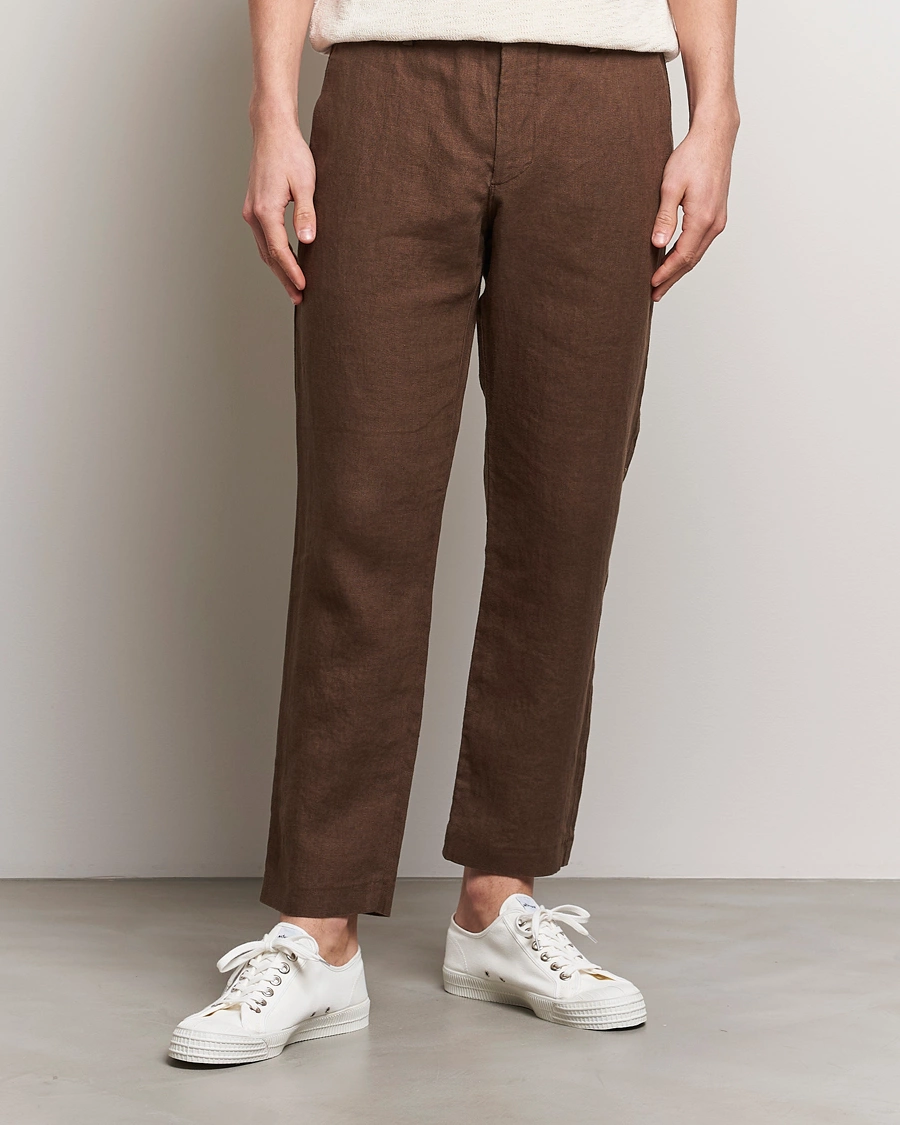 Herr | Linnebyxor | NN07 | Theo Linen Trousers Cocoa Brown