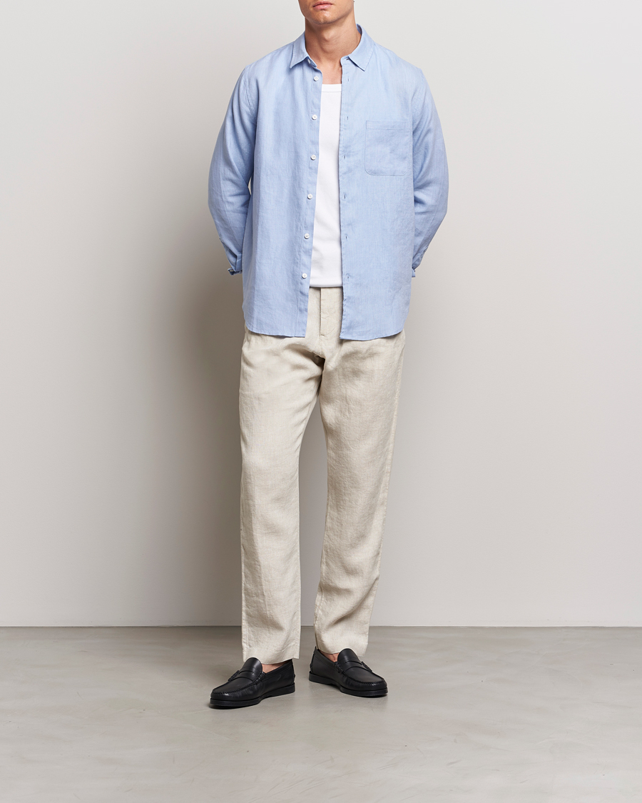 Herre | Bukser | NN07 | Bill Pleated Linen Trousers Oat