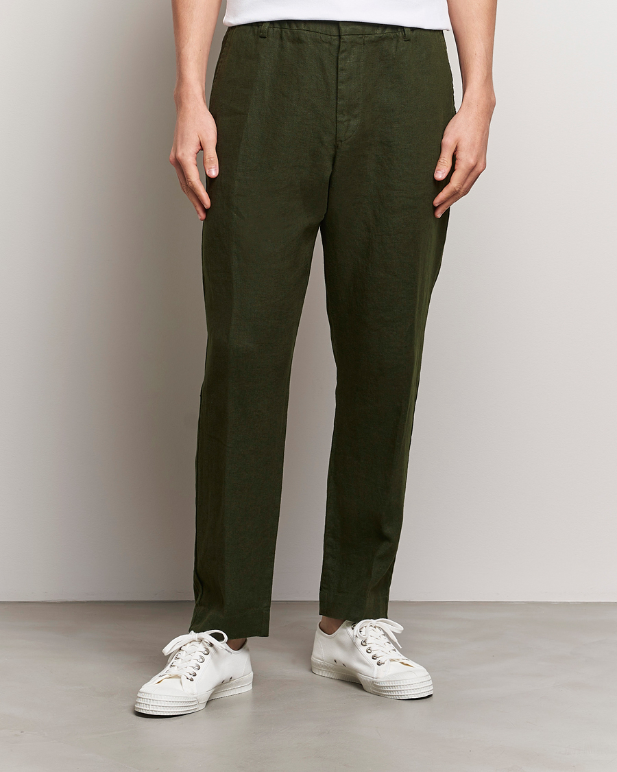 Men | NN07 | NN07 | Billie Linen Drawstring Trousers Rosin Green