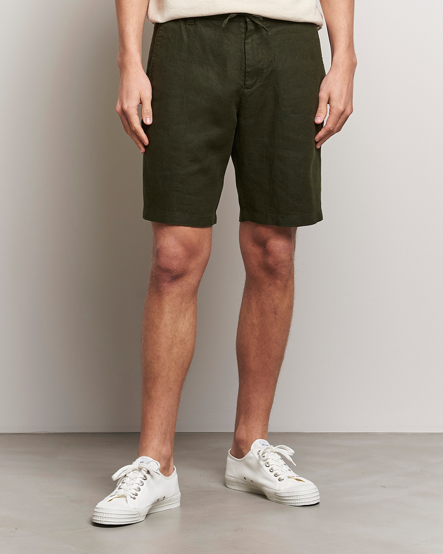 Herre | Nytt i butikken | NN07 | Seb Linen Drawstring Shorts Rosin Green