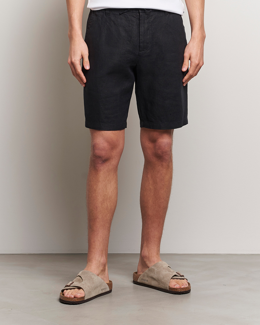 Herre | Linshorts | NN07 | Seb Linen Drawstring Shorts Black