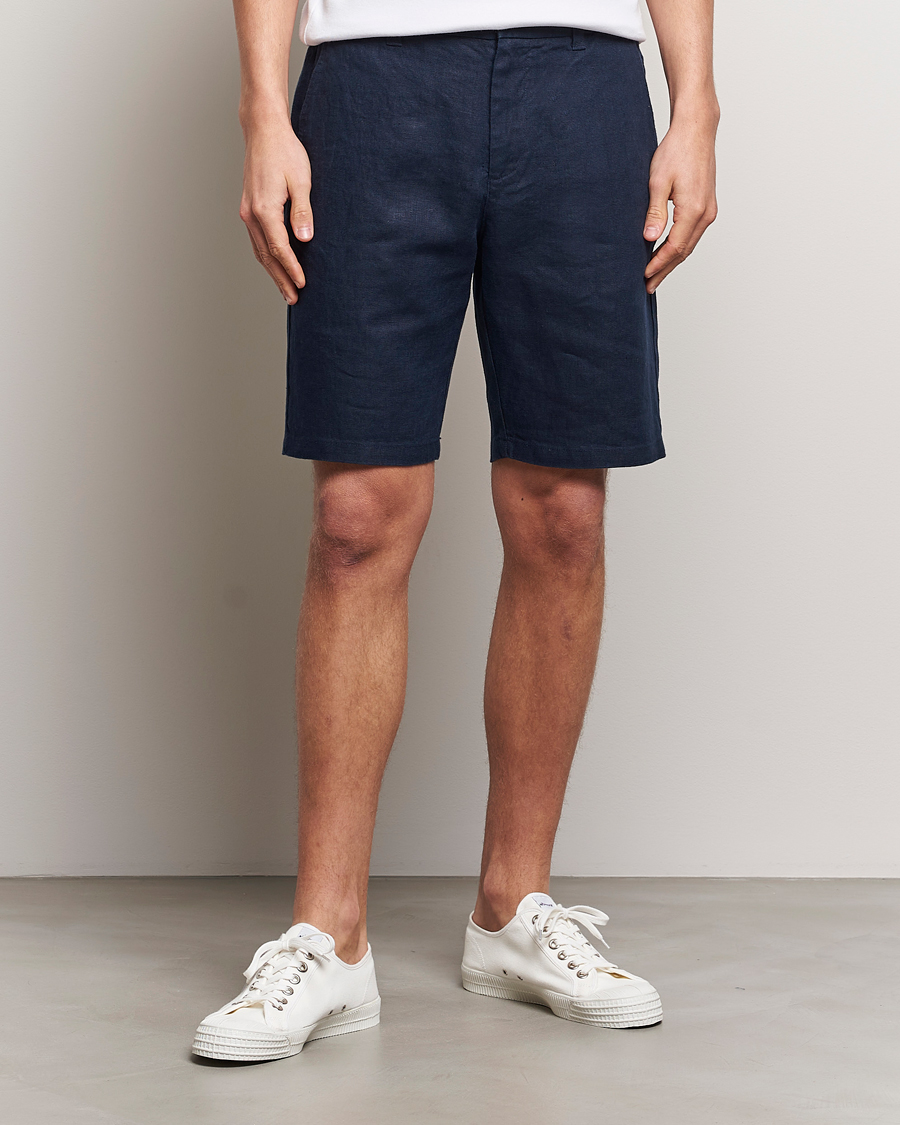 Herre | Linshorts | NN07 | Crown Linen Shorts Navy Blue